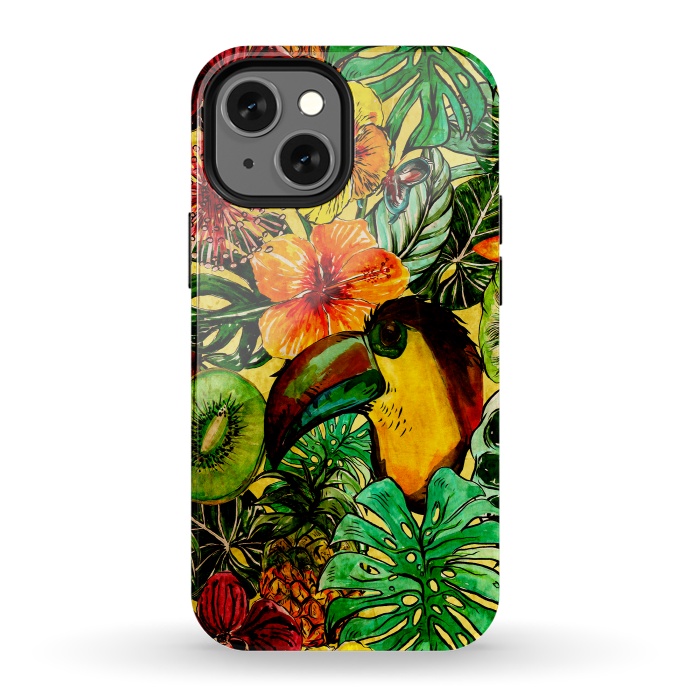 iPhone 13 mini StrongFit Tropical bird in flower jungle by  Utart
