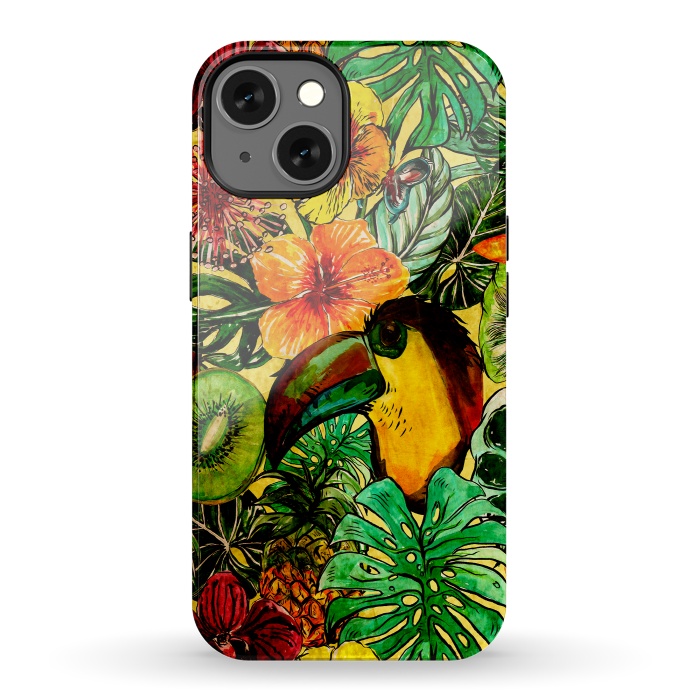 iPhone 13 StrongFit Tropical bird in flower jungle by  Utart