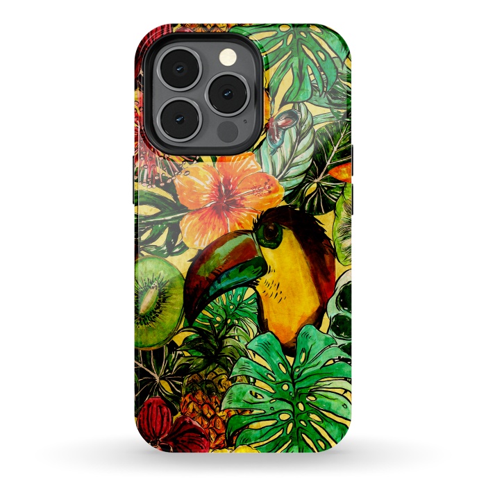 iPhone 13 pro StrongFit Tropical bird in flower jungle by  Utart