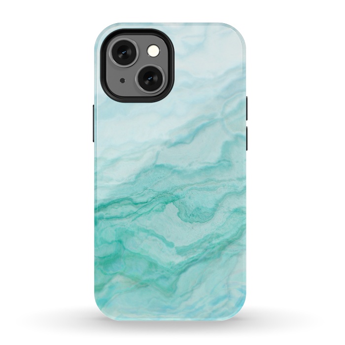 iPhone 13 mini StrongFit Teal and Turquoise Marble Ink by  Utart