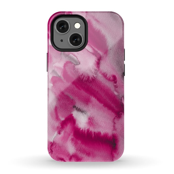 iPhone 13 mini StrongFit Pink and Grey Ink Marble Texture  by  Utart