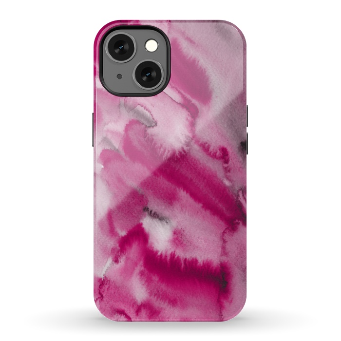 iPhone 13 StrongFit Pink and Grey Ink Marble Texture  by  Utart