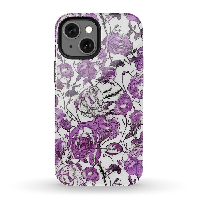 iPhone 13 mini StrongFit Nostalgic Purple Flower Pattern by Andrea Haase