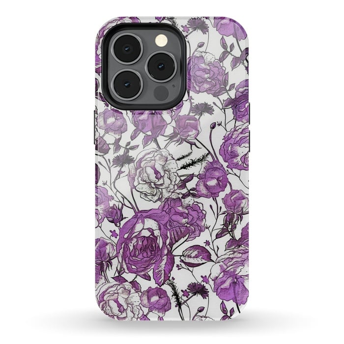 iPhone 13 pro StrongFit Nostalgic Purple Flower Pattern by Andrea Haase