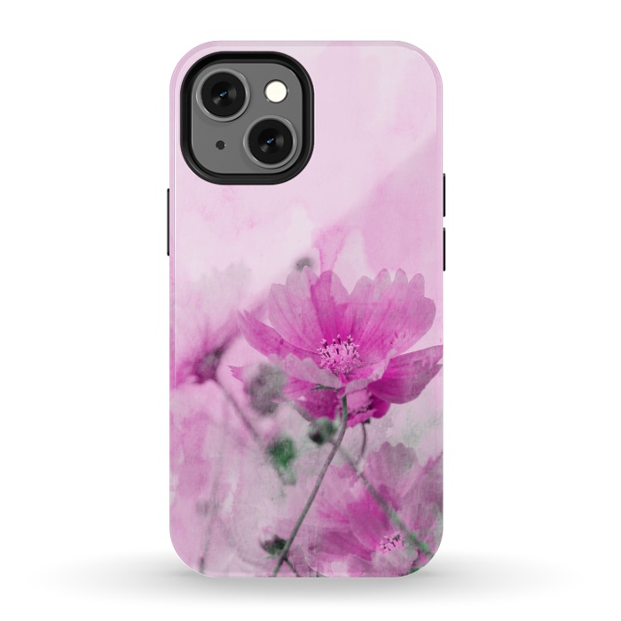 iPhone 13 mini StrongFit Pink Cosmea Watercolor Art by Andrea Haase