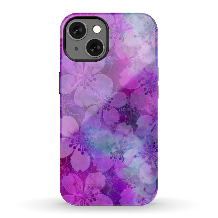 iPhone 13 StrongFit Purple Watercolor Flower Pattern by Andrea Haase