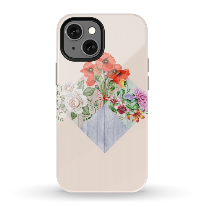 iPhone 13 mini StrongFit Floral Blocks by Creativeaxle