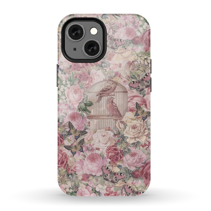 iPhone 13 mini StrongFit Nostalgic Flowers With Birdcage by Andrea Haase