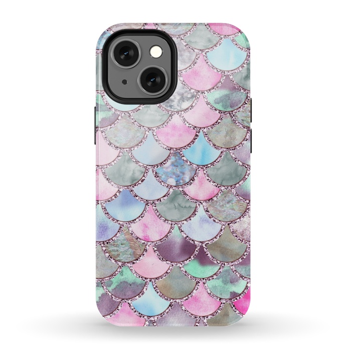 iPhone 13 mini StrongFit Pastel Multicolor Mermaid Scales by  Utart