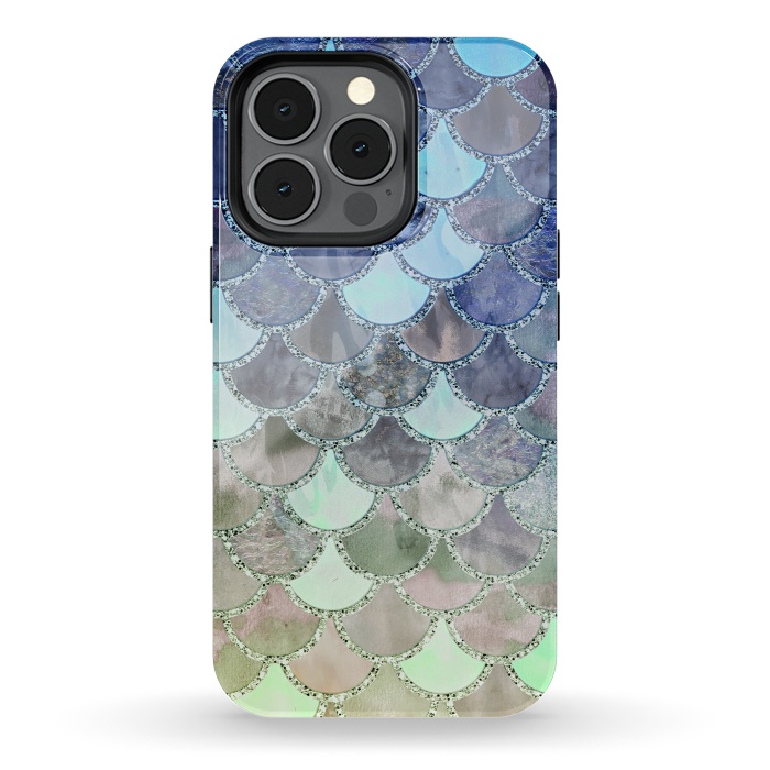 iPhone 13 pro StrongFit Multicolor Watercolor Fish and Mermaid Scales by  Utart