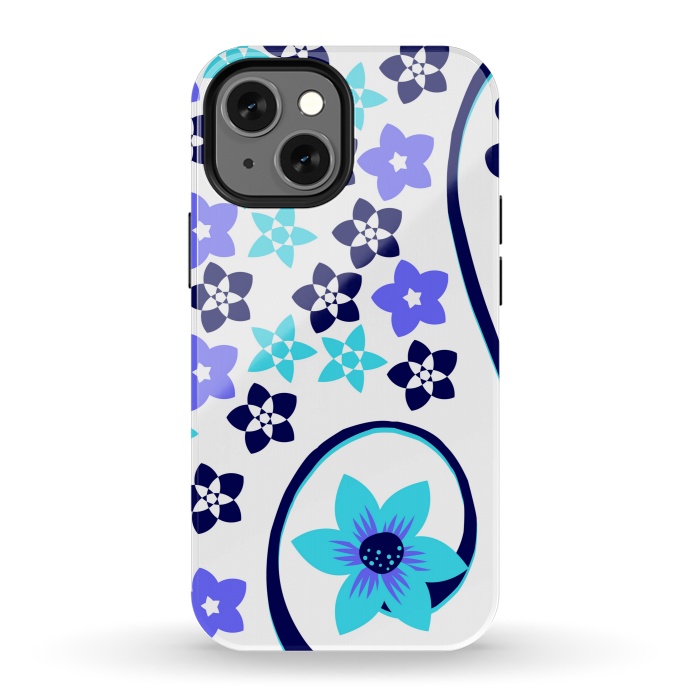 iPhone 13 mini StrongFit blue floral pattern 2 by MALLIKA