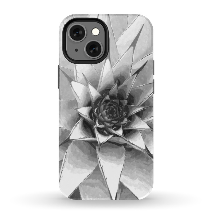 iPhone 13 mini StrongFit Black and White Cactus Succulent by Alemi
