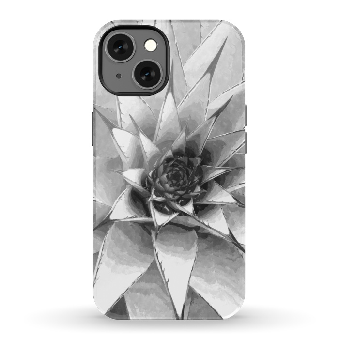 iPhone 13 StrongFit Black and White Cactus Succulent by Alemi