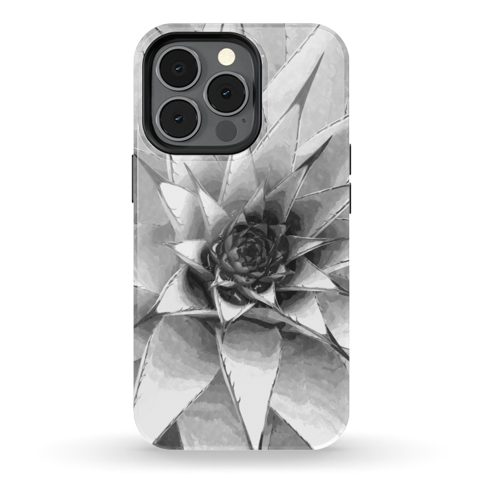iPhone 13 pro StrongFit Black and White Cactus Succulent by Alemi