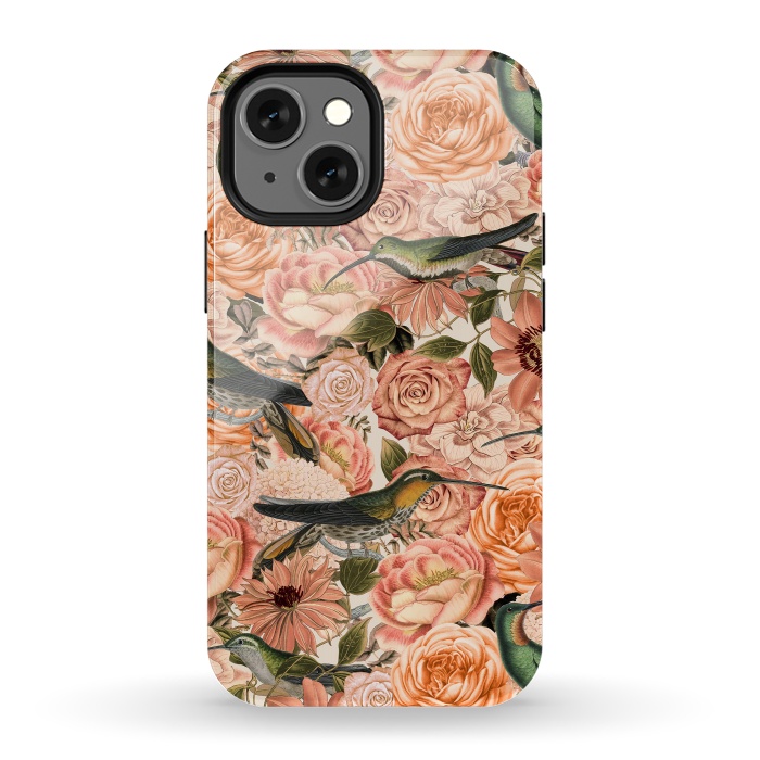 iPhone 13 mini StrongFit Vintage Flower And Hummingbird Pattern by Andrea Haase