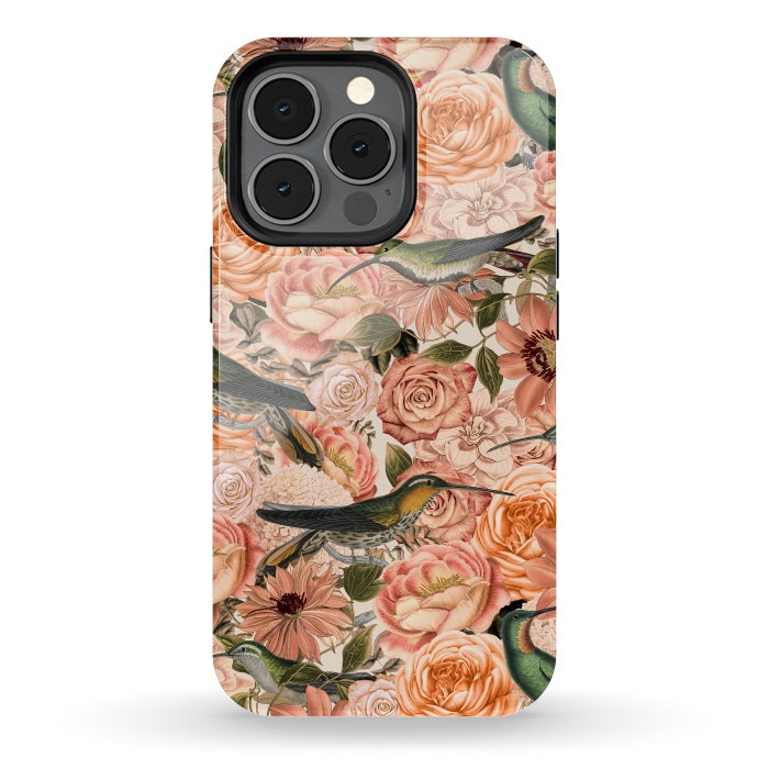 iPhone 13 pro StrongFit Vintage Flower And Hummingbird Pattern by Andrea Haase