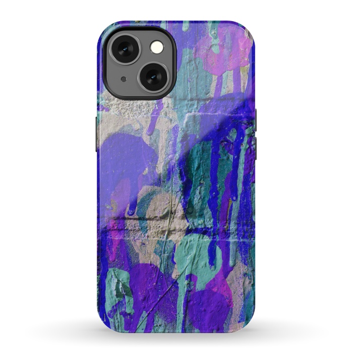 iPhone 13 StrongFit Blue And Purple Spray Paint Wall by Andrea Haase