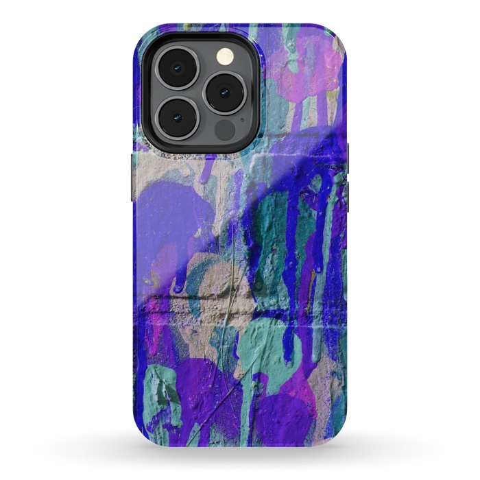 iPhone 13 pro StrongFit Blue And Purple Spray Paint Wall by Andrea Haase