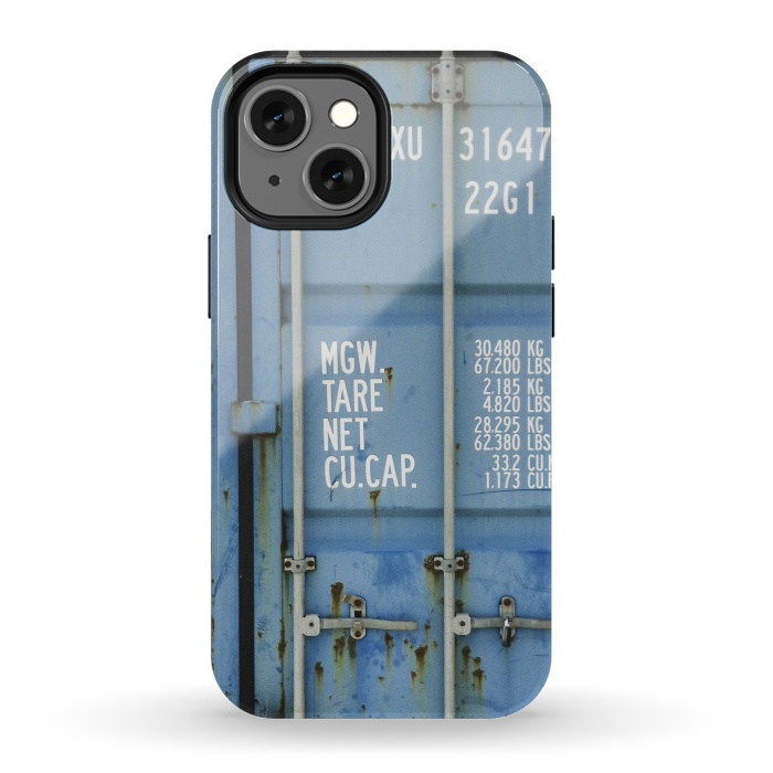 iPhone 13 mini StrongFit Shipping Containter With Stencil Text by Andrea Haase
