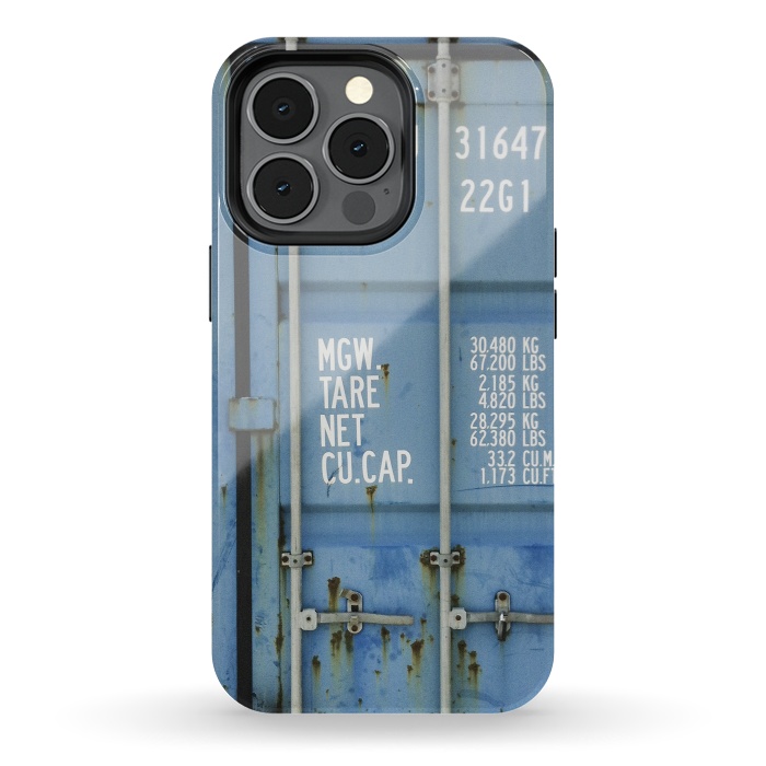 iPhone 13 pro StrongFit Shipping Containter With Stencil Text by Andrea Haase