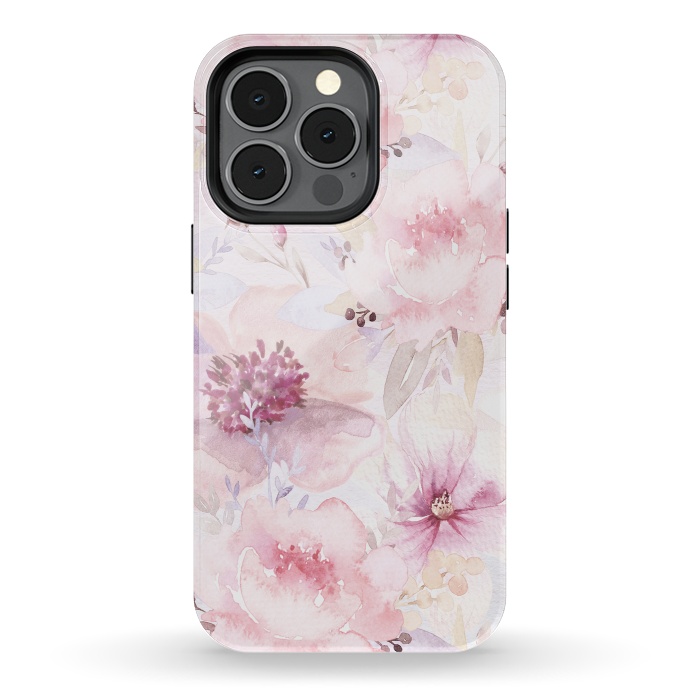iPhone 13 pro StrongFit Pink Pastel Watercolor Flower Pattern by  Utart