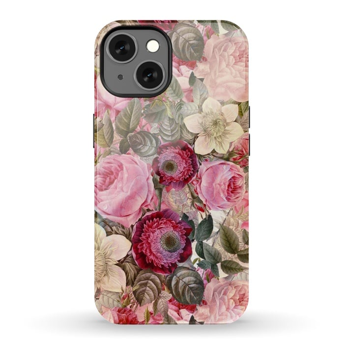 iPhone 13 StrongFit Pink Vintage Flower Pattern by  Utart