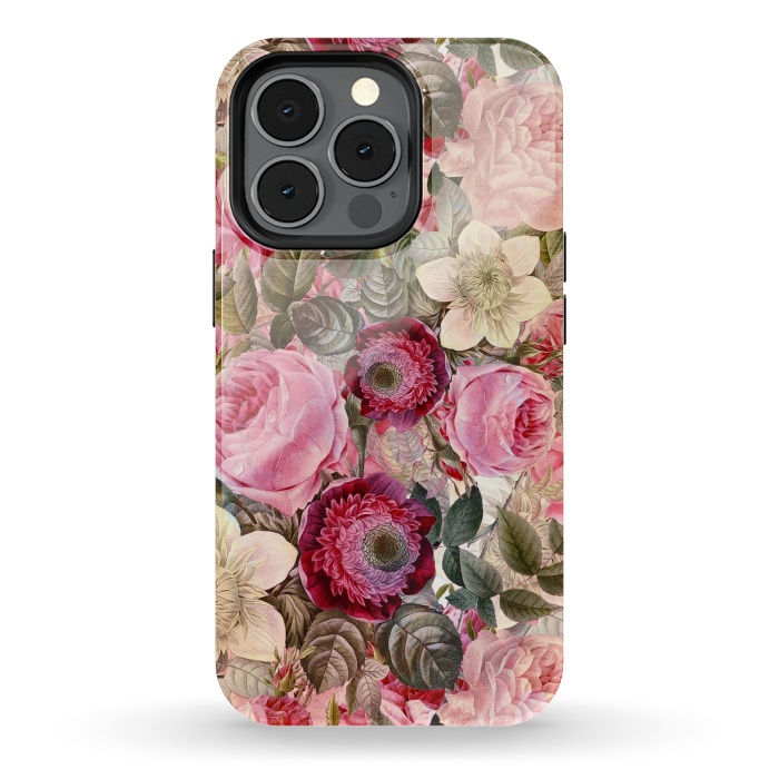 iPhone 13 pro StrongFit Pink Vintage Flower Pattern by  Utart