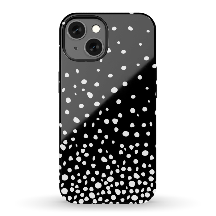 iPhone 13 StrongFit White on Black Polka Dot Dance by DaDo ART