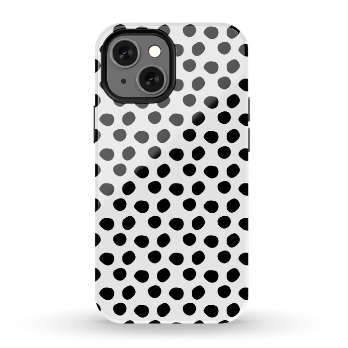 iPhone 13 mini StrongFit Hand drawn black polka dots on white by DaDo ART