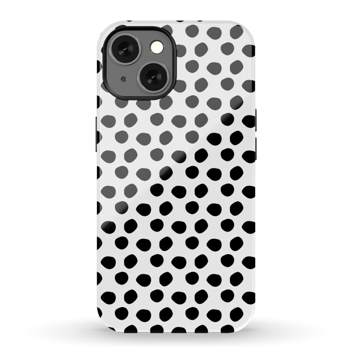 iPhone 13 StrongFit Hand drawn black polka dots on white by DaDo ART