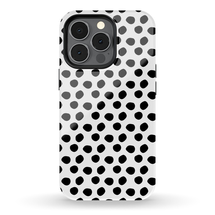 iPhone 13 pro StrongFit Hand drawn black polka dots on white by DaDo ART