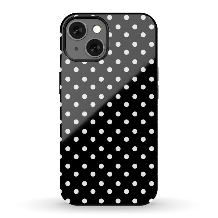 iPhone 13 StrongFit Cute little white polka dots on black by DaDo ART