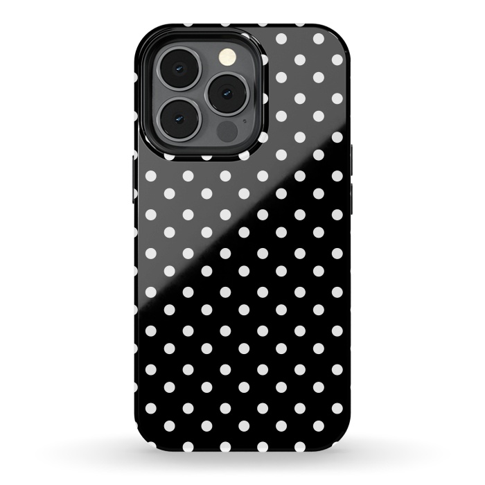 iPhone 13 pro StrongFit Cute little white polka dots on black by DaDo ART