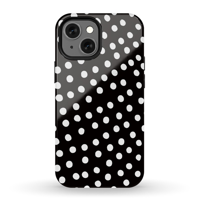 iPhone 13 mini StrongFit Drunk little white polka dots on black  by DaDo ART