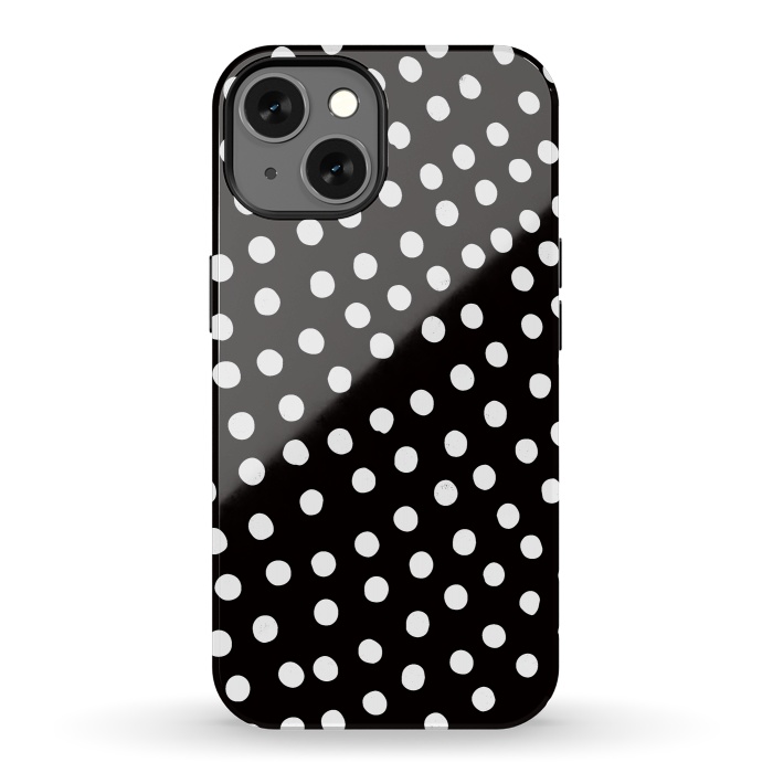 iPhone 13 StrongFit Drunk little white polka dots on black  by DaDo ART