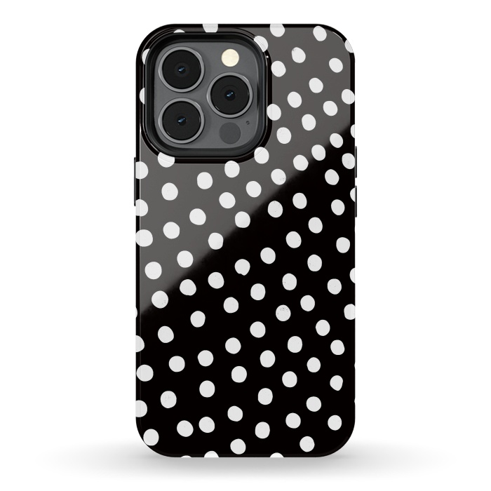 iPhone 13 pro StrongFit Drunk little white polka dots on black  by DaDo ART