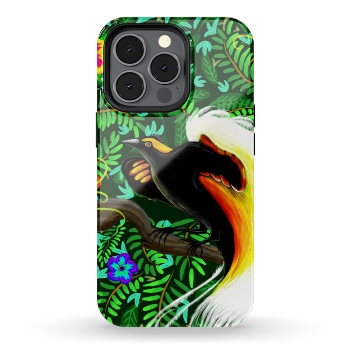 iPhone 13 pro StrongFit Paradise Bird Fire Feathers   by BluedarkArt