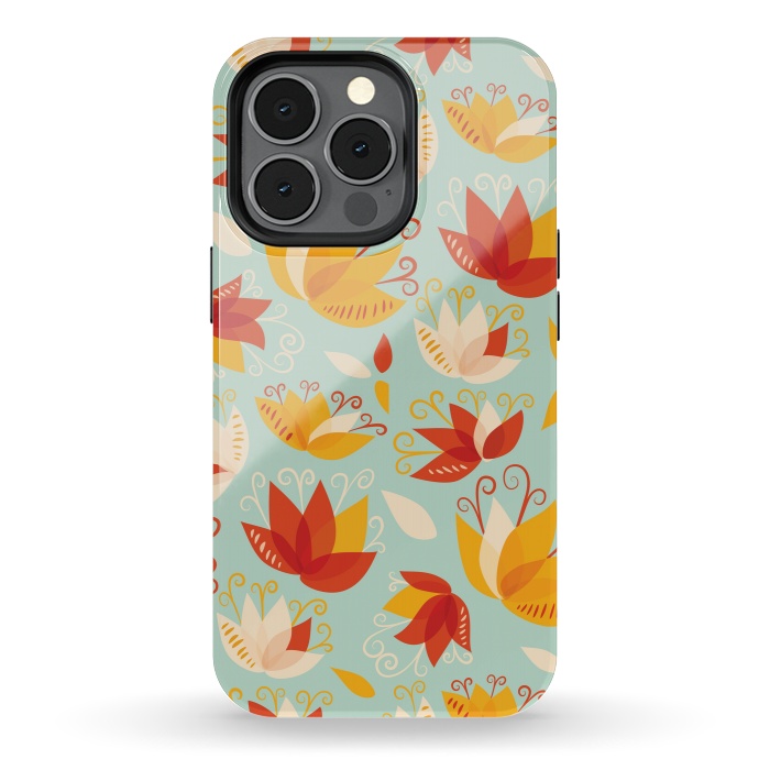 iPhone 13 pro StrongFit Whimsical Abstract Colorful Lily Floral Pattern by Boriana Giormova