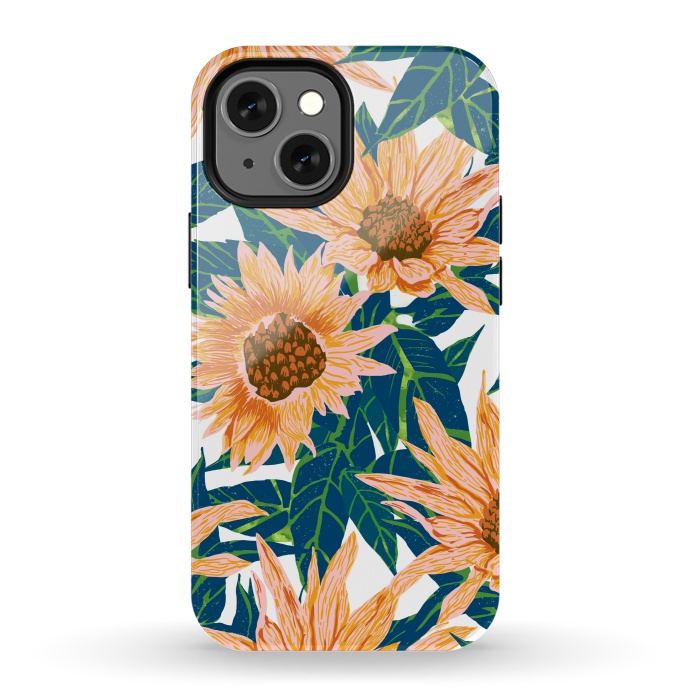 iPhone 13 mini StrongFit Blush Sunflowers by Uma Prabhakar Gokhale