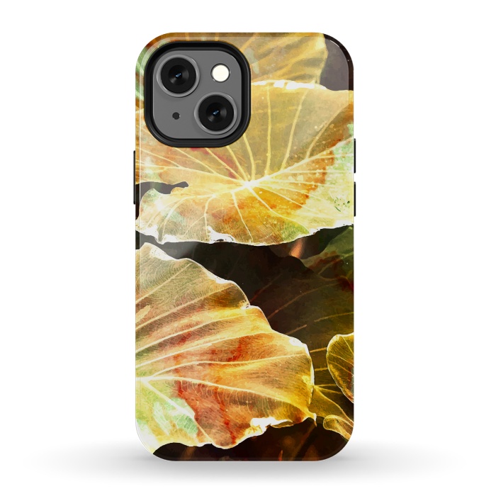 iPhone 13 mini StrongFit Macro Leaves by Creativeaxle