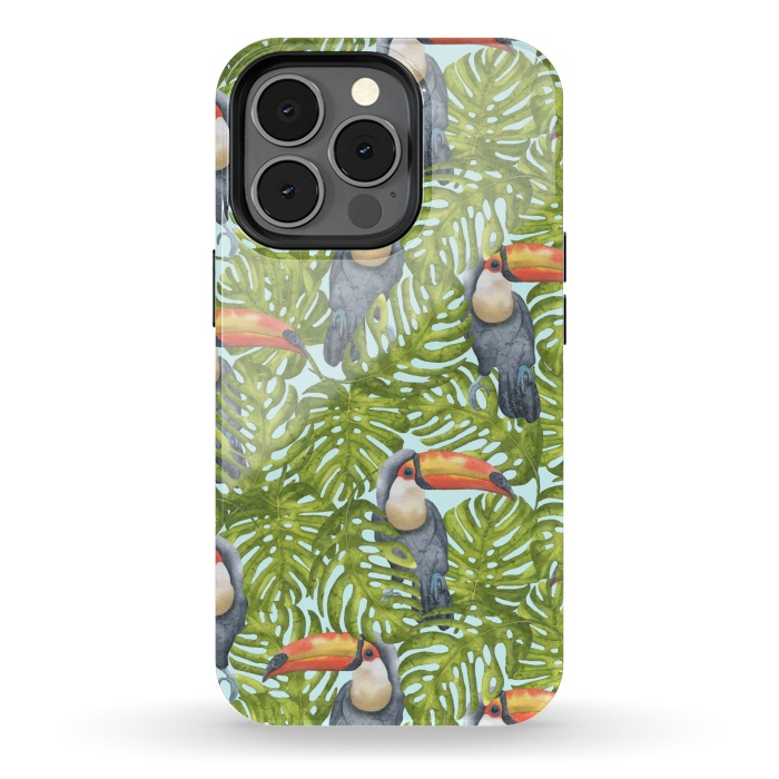 iPhone 13 pro StrongFit Monstera Birds by Creativeaxle