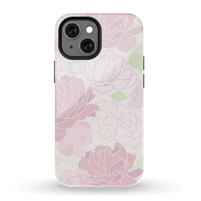 iPhone 13 mini StrongFit Abstract Pink Peony Pattern by  Utart