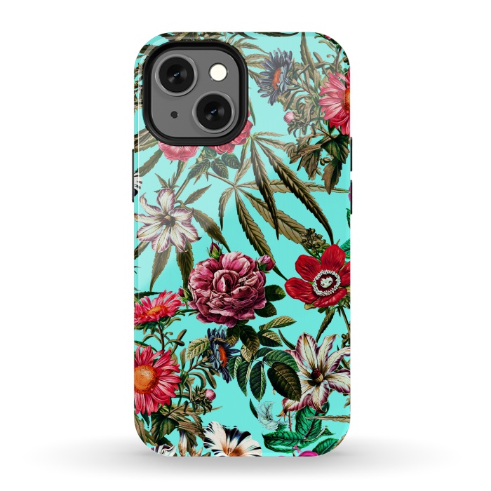 iPhone 13 mini StrongFit Marijuana and Floral Pattern II by Burcu Korkmazyurek