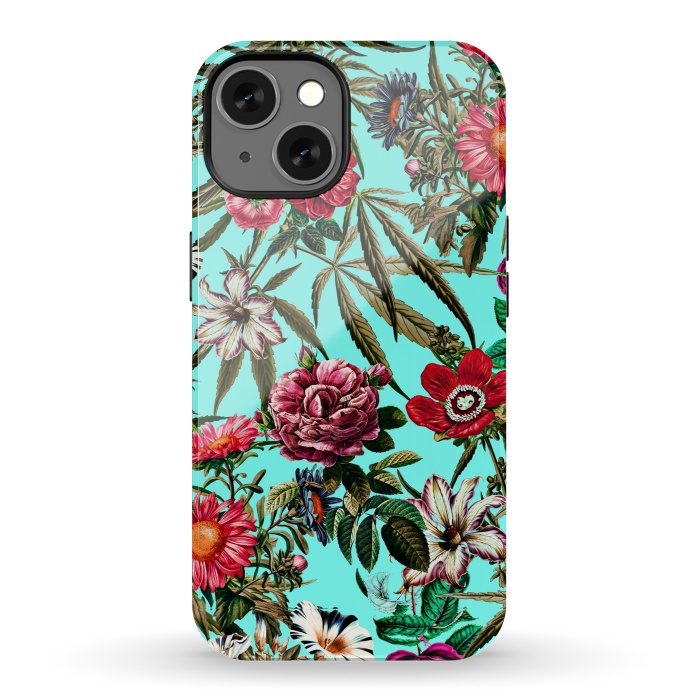 iPhone 13 StrongFit Marijuana and Floral Pattern II by Burcu Korkmazyurek