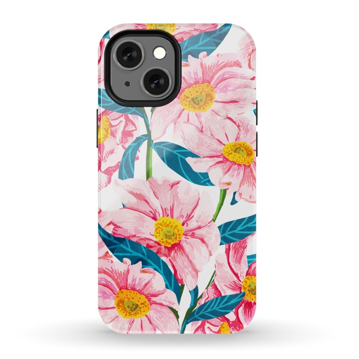 iPhone 13 mini StrongFit Pink Floral V2 by Uma Prabhakar Gokhale