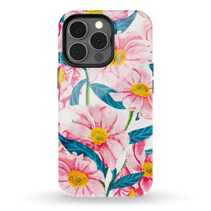 iPhone 13 pro StrongFit Pink Floral V2 by Uma Prabhakar Gokhale