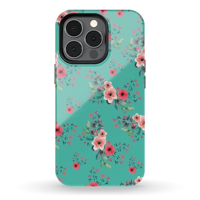 iPhone 13 pro StrongFit Flowers in Aquamarine by Rossy Villarreal