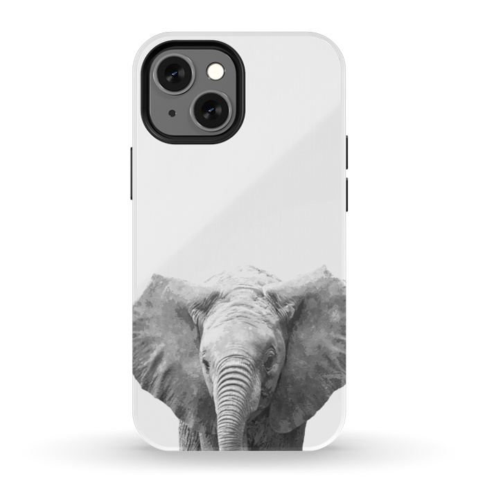 iPhone 13 mini StrongFit Black and White Baby Elephant  by Alemi