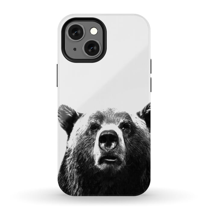 iPhone 13 mini StrongFit Black and White Bear by Alemi