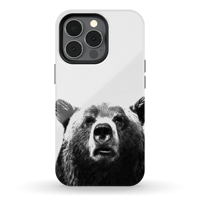 iPhone 13 pro StrongFit Black and White Bear by Alemi